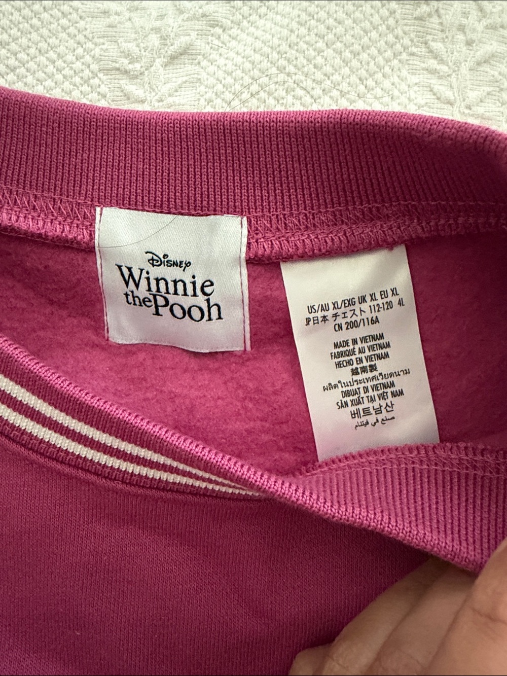 Disney Piglet Crewneck Sweatshirt - Magenta with White Trim - Picture 4 of 5